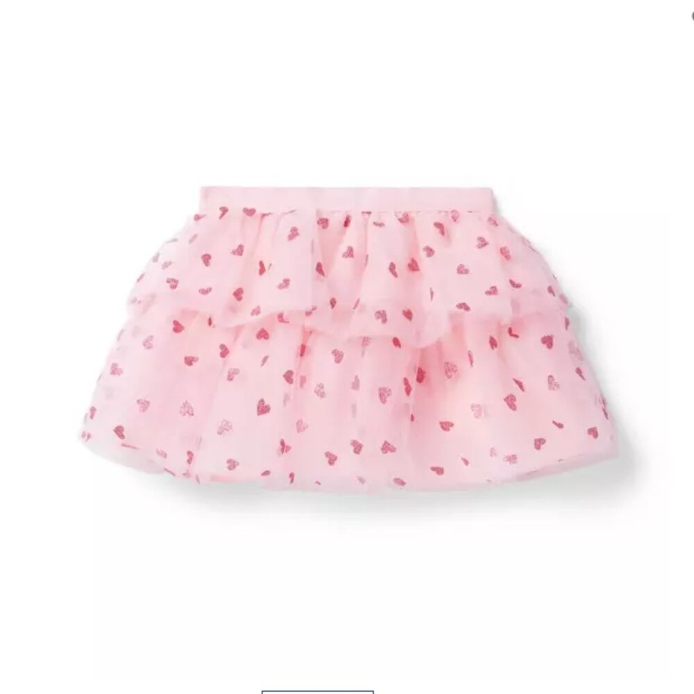 Janie and Jack Sparkle Heart Tulle Skirt pink 18-24 months